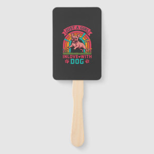Just Girl Inlove Dog French Bulldog Rainbow Paws Hand Fan