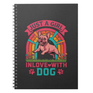 Just Girl Inlove Dog French Bulldog Rainbow Paws Notebook