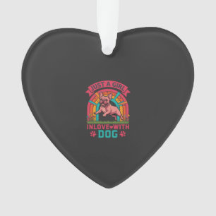 Just Girl Inlove Dog French Bulldog Rainbow Paws Ornament