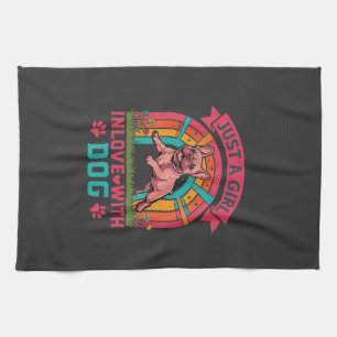 Just Girl Inlove Dog French Bulldog Rainbow Paws Tea Towel