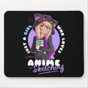 Just Girl Loves Anime Sketching Ramen Manga Otaku Mouse Mat