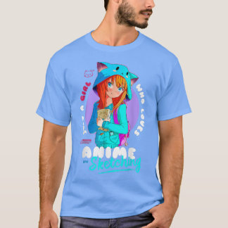 Just Girl Loves Anime Sketching Ramen Manga Otaku  T-Shirt