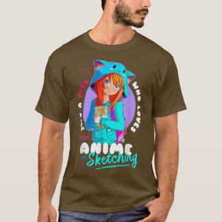 Just Girl Loves Anime Sketching Ramen Manga Otaku  T-Shirt