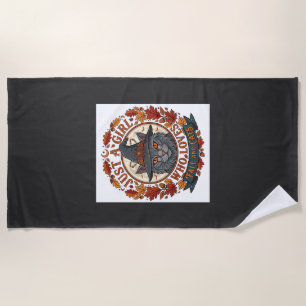 Just Girl Who Loves Cats Halloween Witch Fall Leav Beach Towel