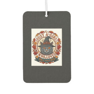 Just Girl Who Loves Cats Halloween Witch Fall Leav Car Air Freshener