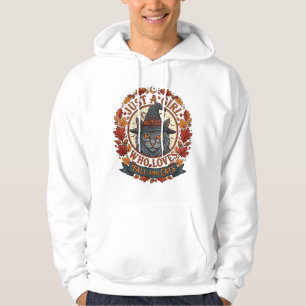 Just Girl Who Loves Cats Halloween Witch Fall Leav Hoodie