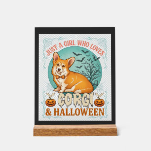 Just Girl Who Loves Corgi Halloween Pumpkins Bats_ Acrylic Sign