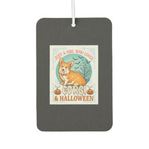Just Girl Who Loves Corgi Halloween Pumpkins Bats_ Car Air Freshener