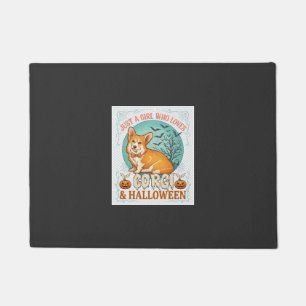 Just Girl Who Loves Corgi Halloween Pumpkins Bats_ Doormat