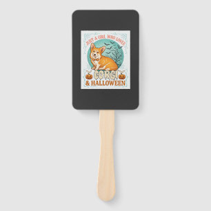 Just Girl Who Loves Corgi Halloween Pumpkins Bats_ Hand Fan