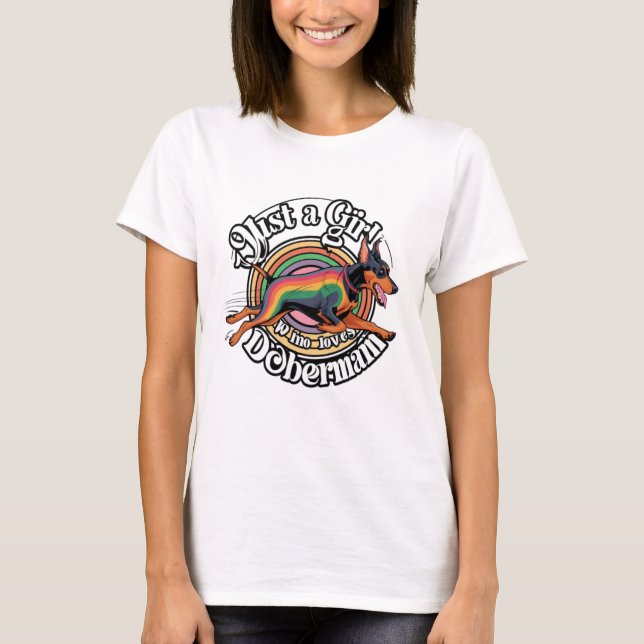 Just Girl Who Loves Doberman T-Shirt (Front)