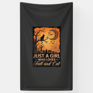 Just Girl Who Loves Fall Cat Halloween Moon_1 Banner