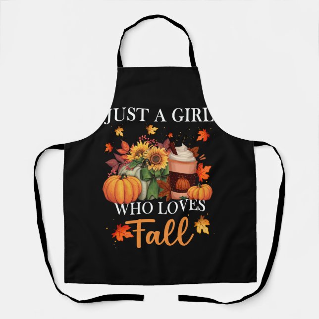 Just Girl Who Loves Fall Season Pumpkin Spice Leav Apron (Front)
