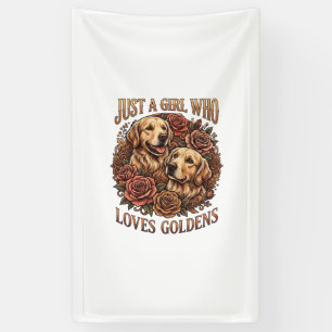 Just Girl Who Loves Goldens Dog Roses_1 Banner