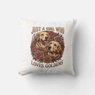 Just Girl Who Loves Goldens Dog Roses_1 Cushion