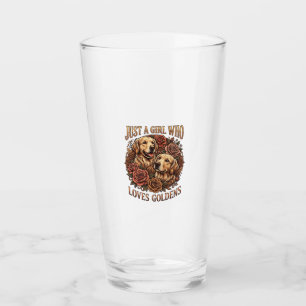 Just Girl Who Loves Goldens Dog Roses_1 Glass