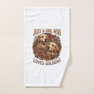Just Girl Who Loves Goldens Dog Roses_1 Hand Towel