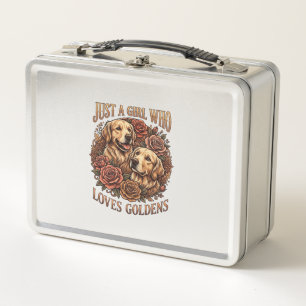 Just Girl Who Loves Goldens Dog Roses_1 Metal Lunch Box