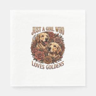 Just Girl Who Loves Goldens Dog Roses_1 Napkin