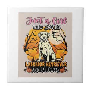 Just Girl Who Loves Labrador Retriever Halloween W Tile