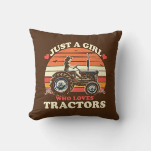 Just Girl Who Loves Tractors Tractor Lover Vintage Cushion