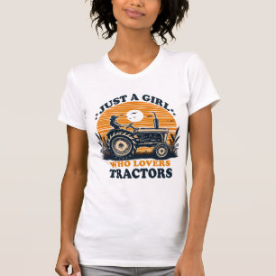 Just Girl Who Loves Tractors Tractor Lover Vintage T-Shirt