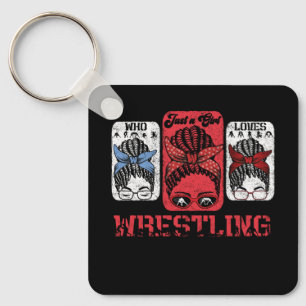 Just Girl Who Loves Wrestling Wrestler Athlete Mes Key Ring