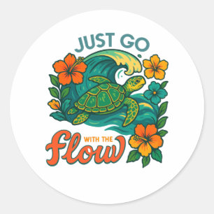 Just Go with the Flow Turtle Classic Round Sticker