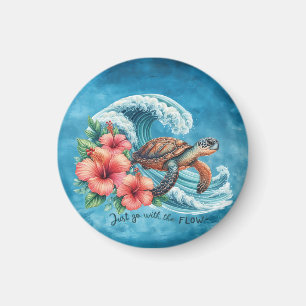 Just Go With The Flow Turtle Magnet
