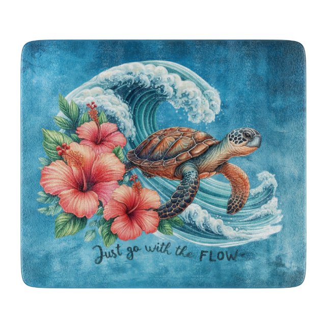 Just Go With the Flow — Turtle Style Cutting Board (Front)