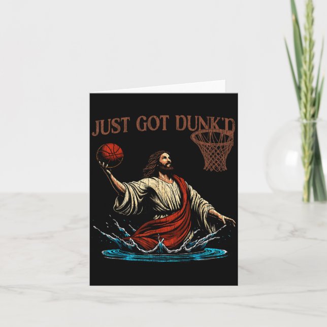 Just Got Dunked Funny Baptism Jesus Christian Bask Card (Front)