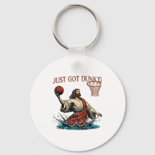 Just Got Dunked Funny Baptism Jesus Christian Bask Key Ring
