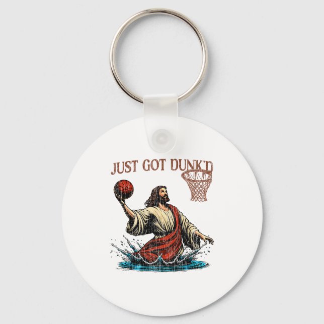 Just Got Dunked Funny Baptism Jesus Christian Bask Key Ring (Front)
