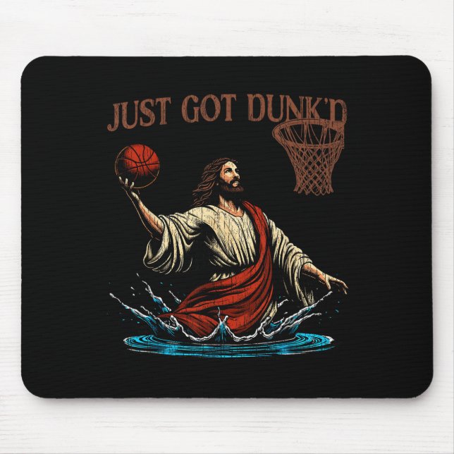 Just Got Dunked Funny Baptism Jesus Christian Bask Mouse Mat (Front)