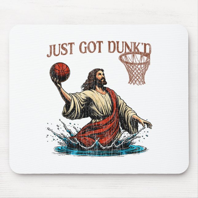 Just Got Dunked Funny Baptism Jesus Christian Bask Mouse Mat (Front)