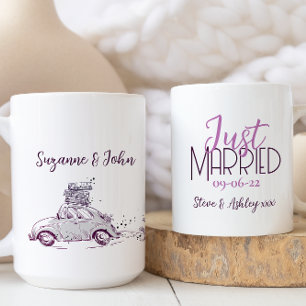 Just Got Married Honeymoon Car with Suitcases Coffee Mug