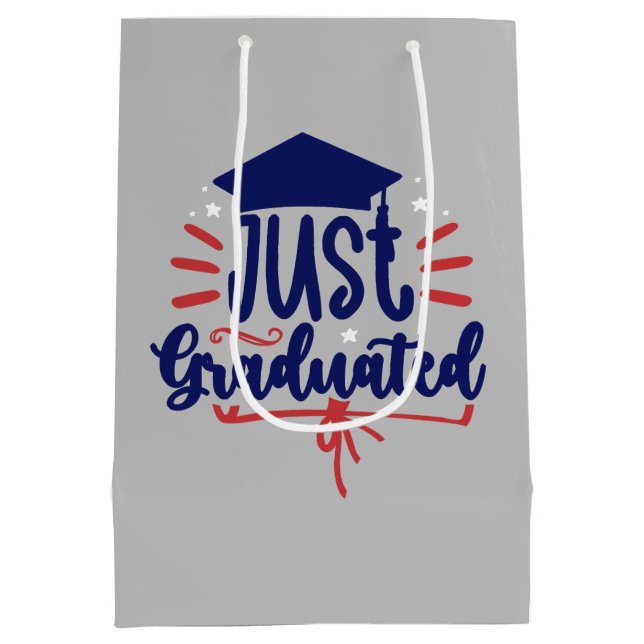 Just Graduated Red & Blue Medium Gift Bag (Back)