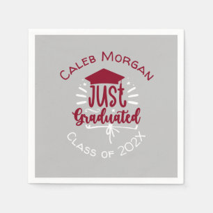 Just Graduated Red & White Personalised Napkin