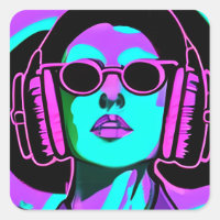 Just Groovin' Music Headphones Psychedelic Lady