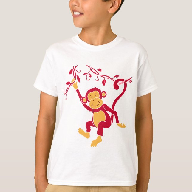 Just hangin' funky red monkey graphic tee (Front)