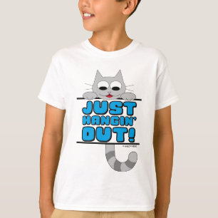 JUST HANGIN' OUT! Cute Cartoon Cat T-Shirt