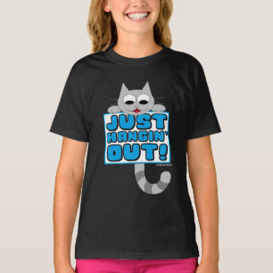 JUST HANGIN' OUT! Cute Cartoon Cat T-Shirt