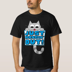 JUST HANGIN' OUT! Cute Cartoon Cat T-Shirt