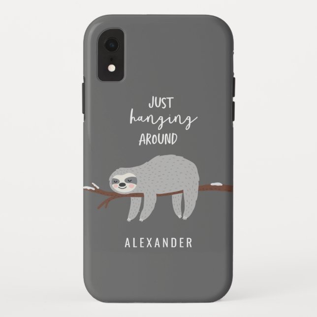 Just hanging around fun bright cartoon sloth Case-Mate iPhone case (Back)