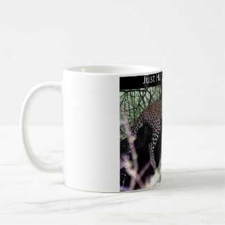 Just hanging around mug with relaxed leopard
