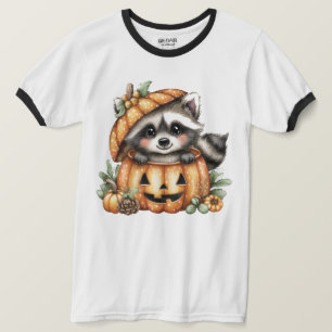 Just hanging around, Playful Racoon In Pumpkin T-Shirt
