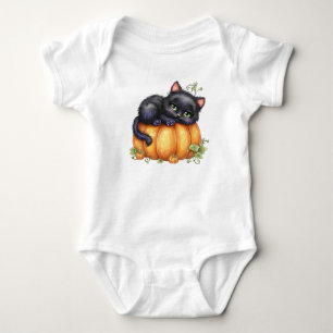 Just hanging around, Resting Kitten In Pumpkin Baby Bodysuit