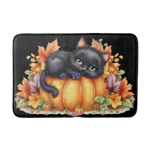 Just hanging around, Resting Kitten In Pumpkin Bath Mat