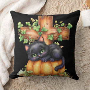 Just hanging around, Resting Kitten In Pumpkin Cushion