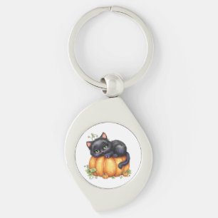 Just hanging around, Resting Kitten In Pumpkin Key Ring